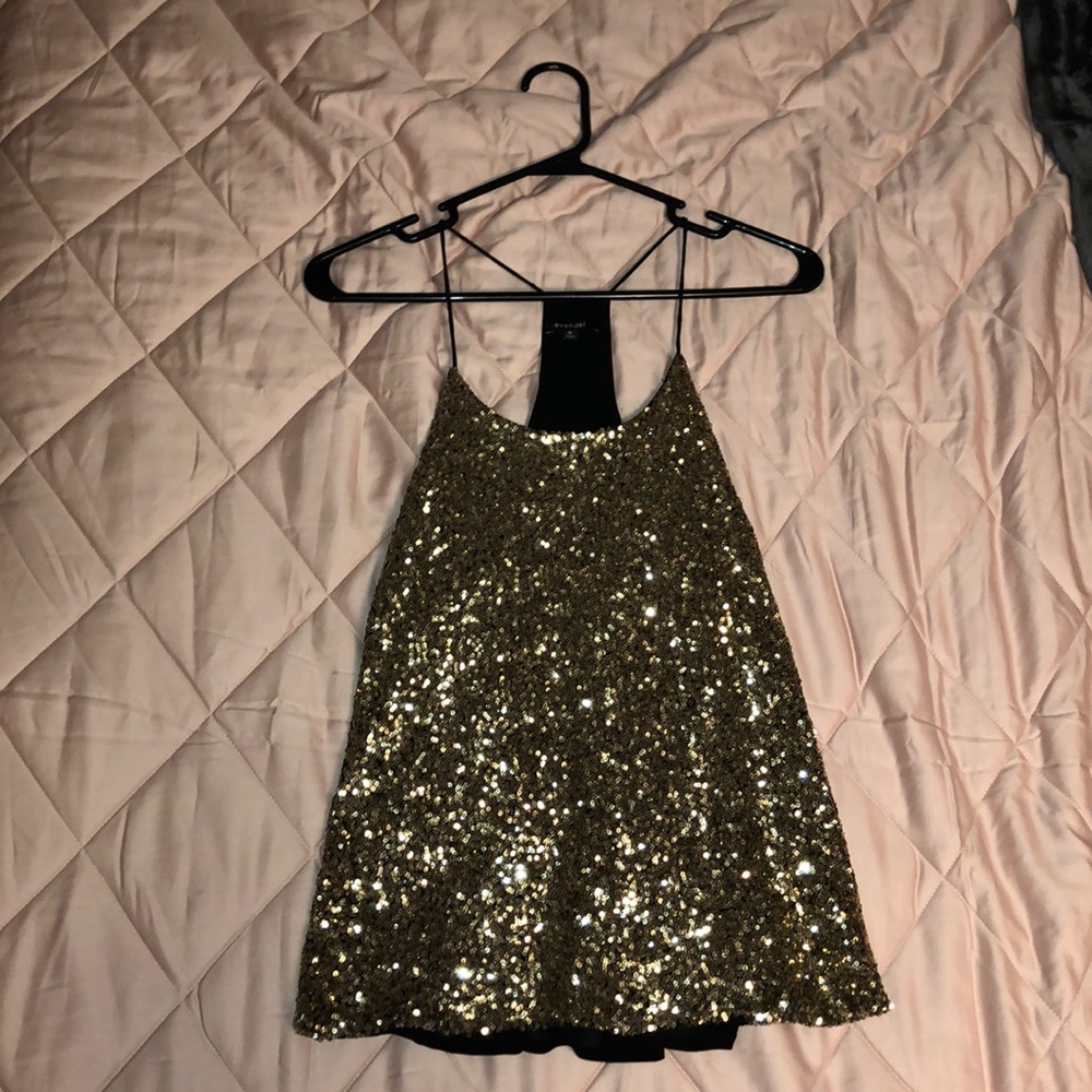 Gold sequined racer back top
